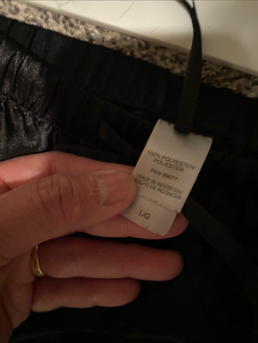 Adonna Black Satin Pajama Set - Button-Up Top & Wide-Leg Pants - Picture 6 of 6